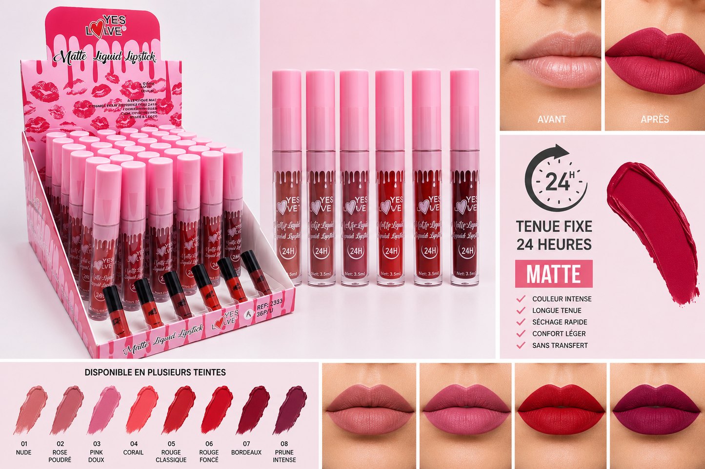 Rouge à lèvres liquide mat tenue 24 heures