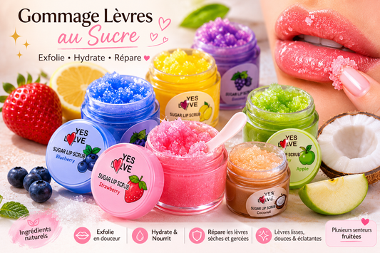 Gommage pour lèvres au sucre fruité