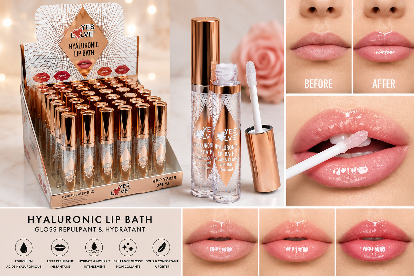 Gloss à lèvres hydratant à l'acide hyaluronique